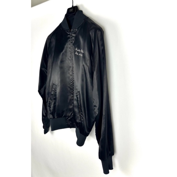 Vintage Men's Justin Boot Co. Bw Westernwear’ Silky Black  Bomber Jacket • M - Picture 7 of 10